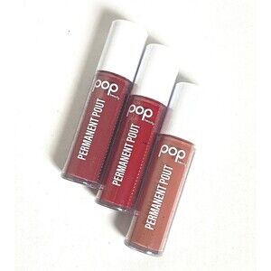 Pop Beauty Lot of 3 Permanent Pout Lip Color Rose / Berry / Blush New Sealed